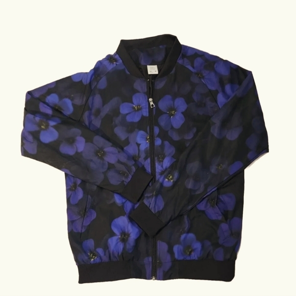 Harlow & Lloyd Midnight Purple Flower Bomber Jacket Mens Large Unisex EUC - Picture 6 of 8